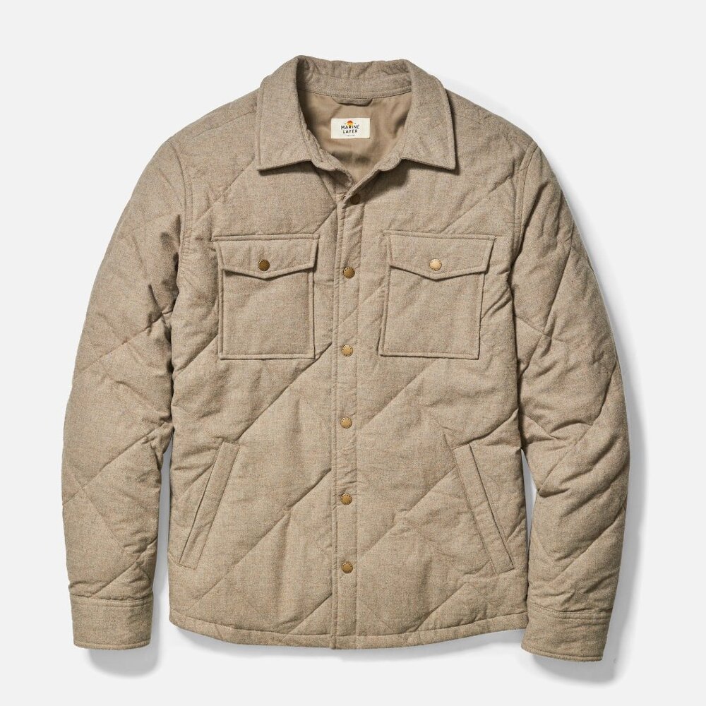 Marine Layer Quilted Shirt Jacket in Light Taupe NWOT - Picture 4 of 6